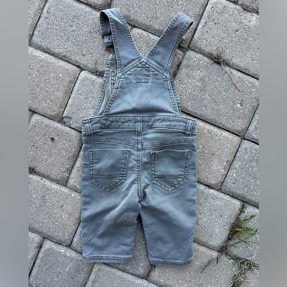 12mo Gray Pull-On Overalls with Front Bib Pocket - Picture 3 of 3